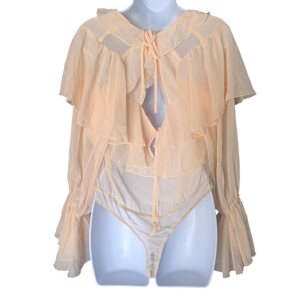 Free People Give Me Drama Bodysuit Women's M Chiffon Romantic Coquette NEW - Picture 5 of 7